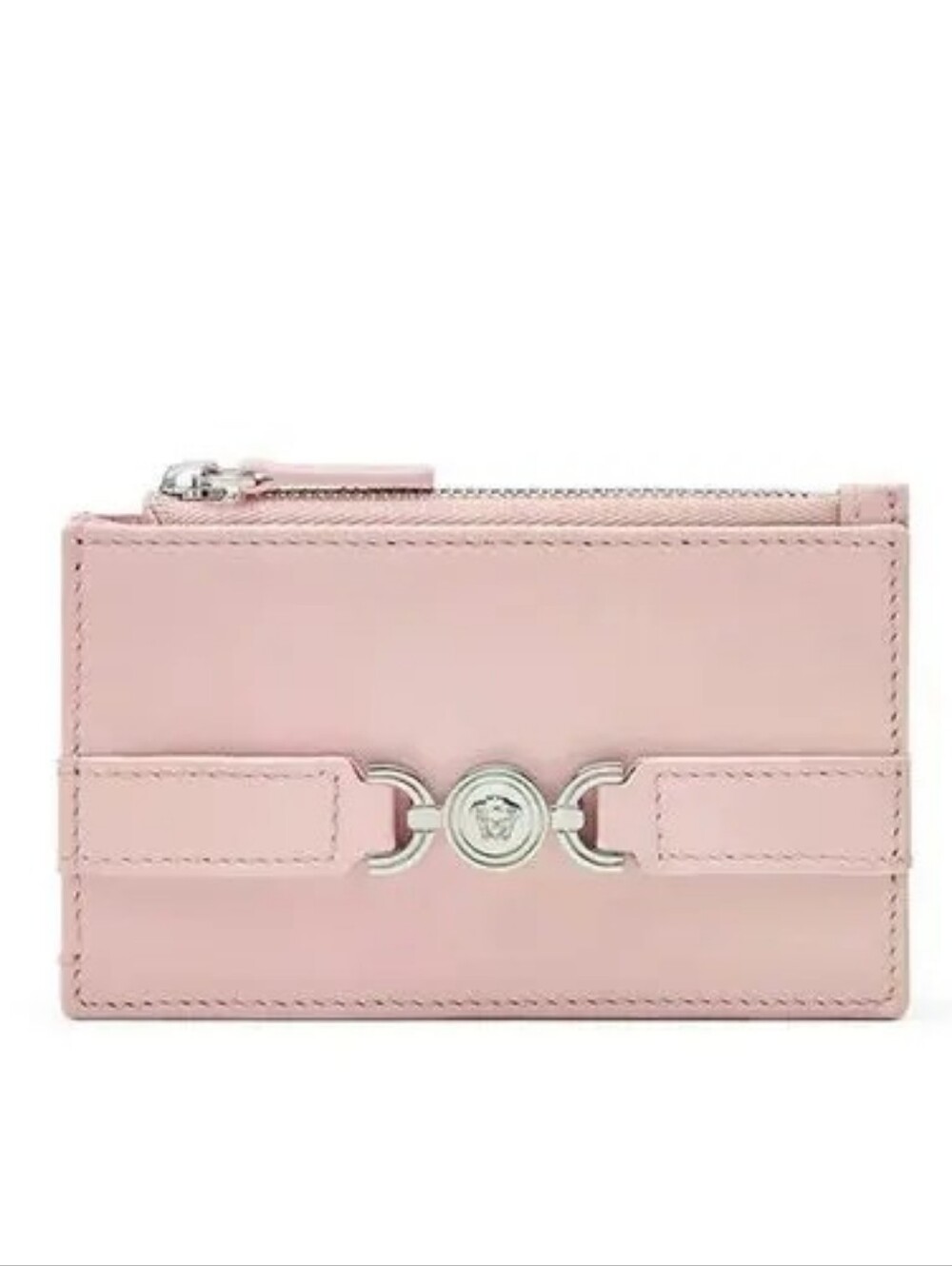 Versace Medusa '95 Soft Dusty Pink Calfskin Leather Zipper Card Holder